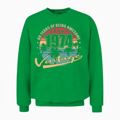 50th Birthday Vintage 1974 50 Years Unisex Sweatshirt - Irish Green