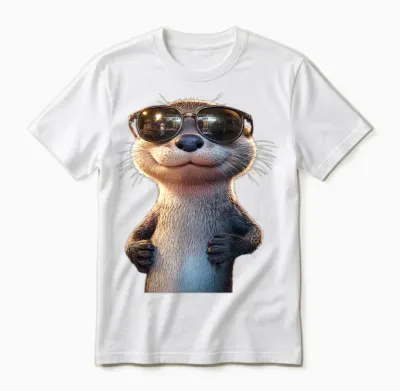 Otter with Sunglasses I Love Sea Otter Martres T-Shirt, Black, S Unisex T-Shirt - White