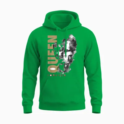 Queen Official Faces Ink Forever T-Shirt, White, S Unisex Hoodie - Irish Green