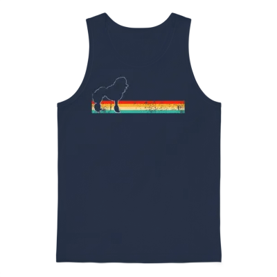 Poodle Retro Unisex Tank Top - Navy