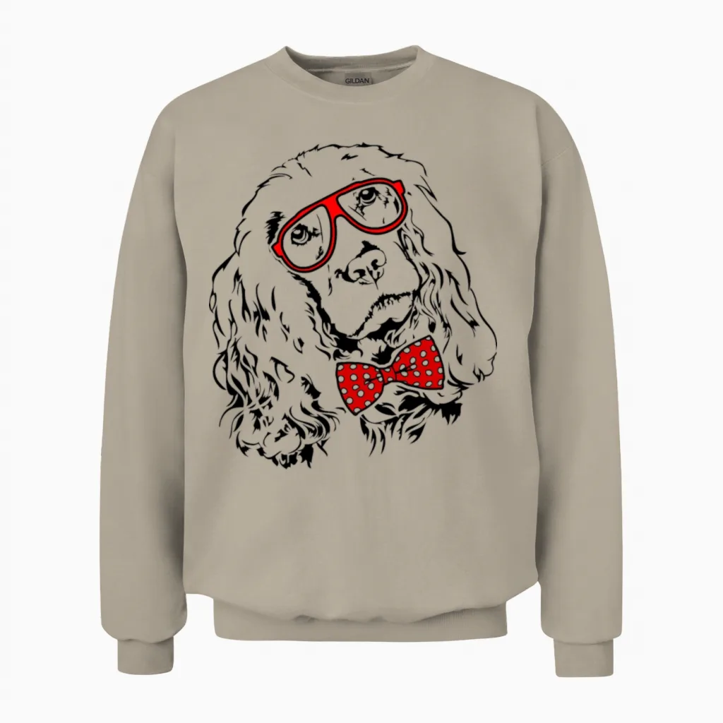 Funny Cocker Spaniel Dog Smart Dog Clever Dog Unisex Sweatshirt in Sand