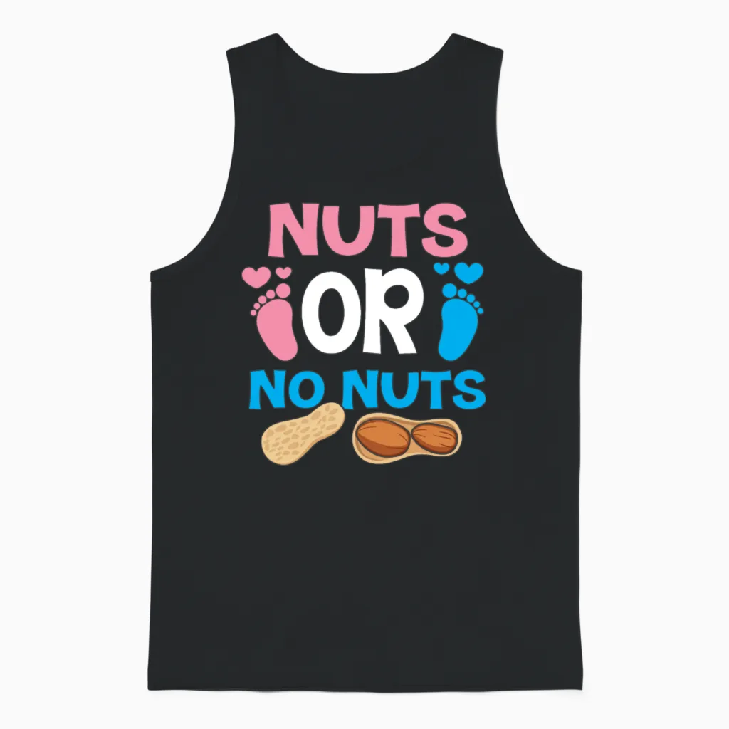 Nuts or No Nuts Gender Reveal Babyshower Gift Unisex Tank Top in Black