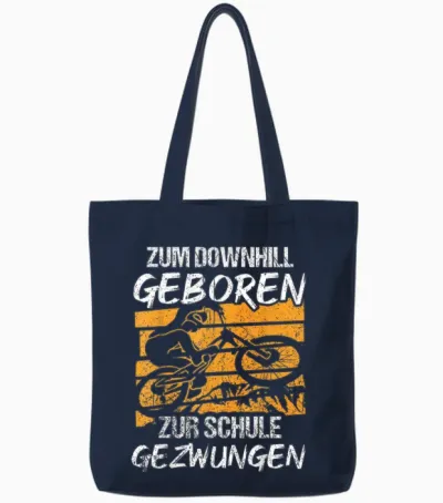 Downhill Geboren - Fahrrad Spruch Mountainbike Tote Bags - Navy