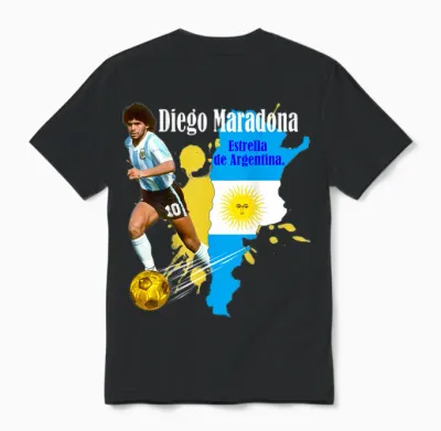 Diego Maradona 005 Back Printed T-Shirt, Black, S Unisex T-Shirt - Black
