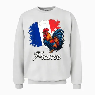 Coq Gaulois Drapeau France Patriotisme Unisex Sweatshirt - White