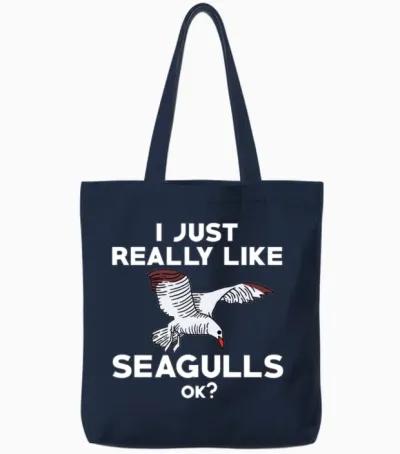 Funny Seagull Saying Tote Bags - Navy