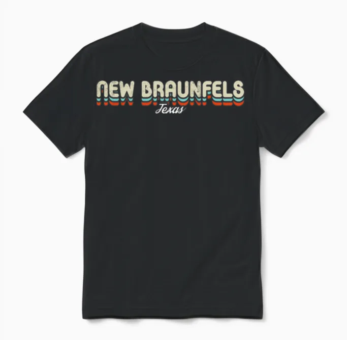 Retro New Braunfels Texas Unisex T-Shirt - Black