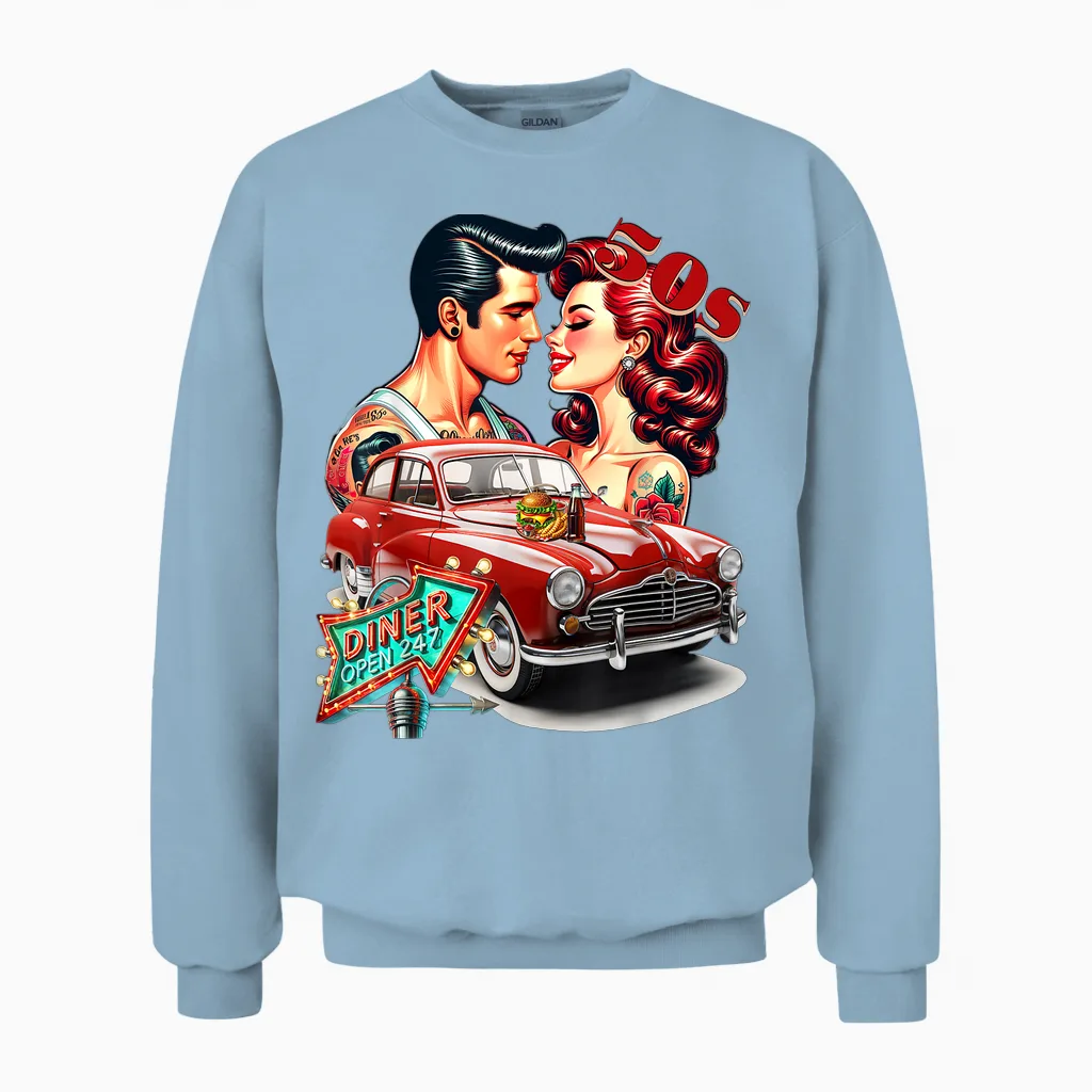 50s Rockabilly Car Diner - Cars & Muscle Unisex Sweatshirt in Light Blue