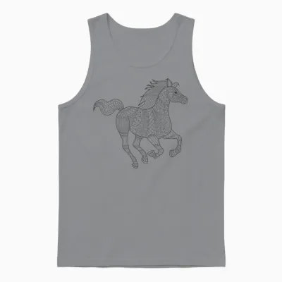 Pferd Mandala Zum Bemalen & Ausmalen Für Kinder Unisex Tank Top - Sport Grey