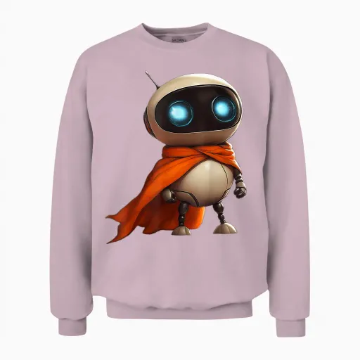 Petit Robot Mignon Déguisé En Super-Héros Unisex Sweatshirt in Light Pink