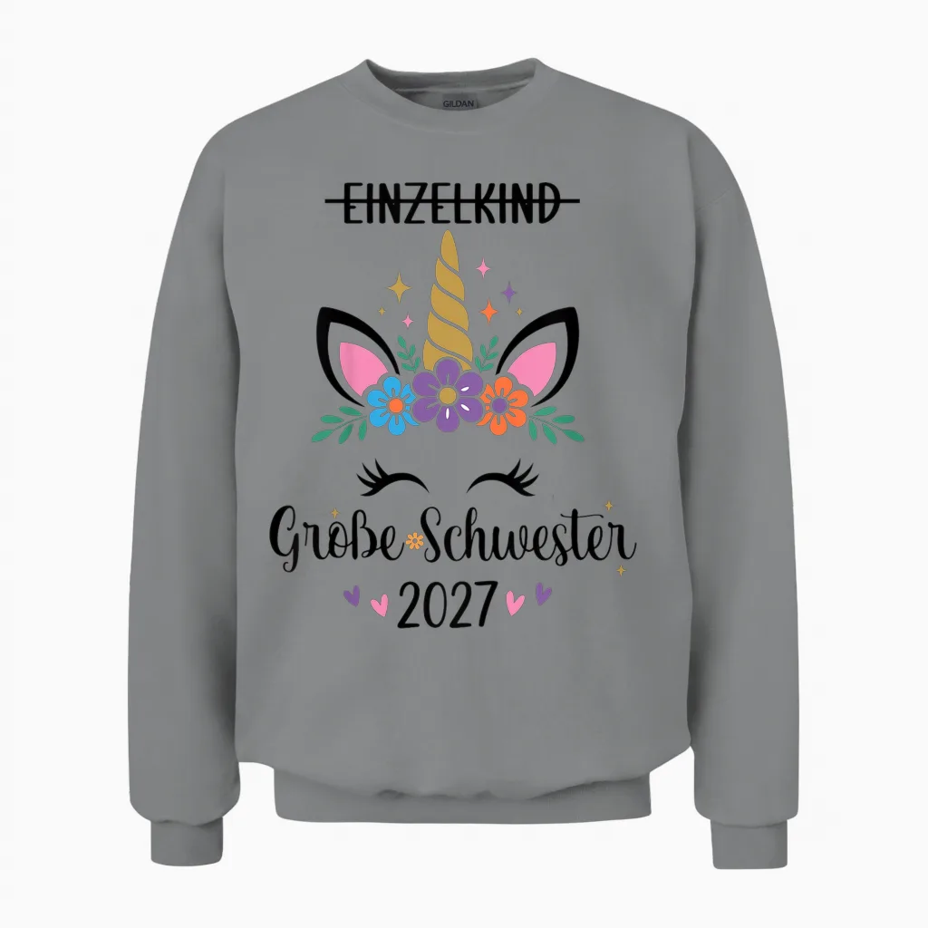Kinder Big Sister 2027 Einzelkind Groรe Schwester 2027 Unisex Sweatshirt in Sport Grey