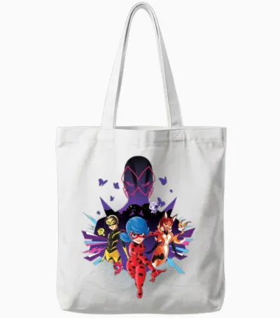 Miraculous Superheroes Kwami vs Hawk Moth Tote Bags - White