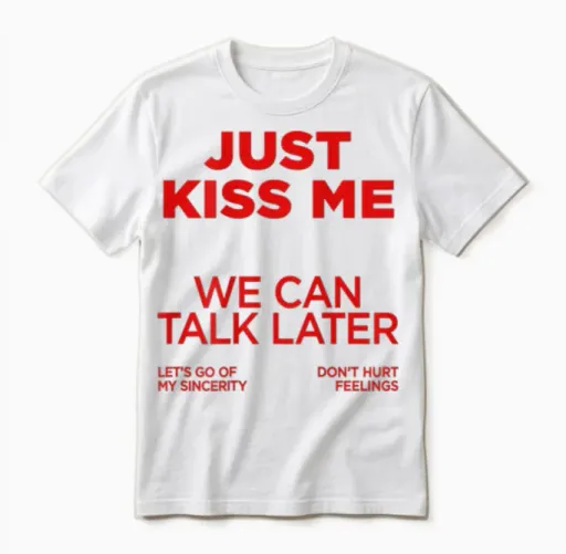 Just Kiss Me X We Can Talk Later X Liebe Valentinstag - Back Unisex T-Shirt in White