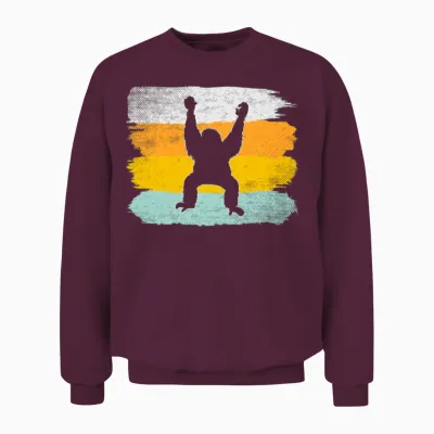Orang Utan Retro Unisex Sweatshirt - Maroon