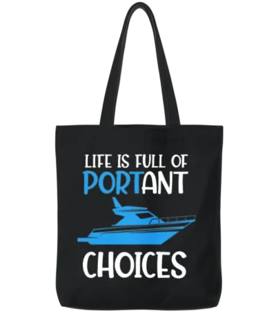 Funny Boating Boat Captain Tote Bags - Black
