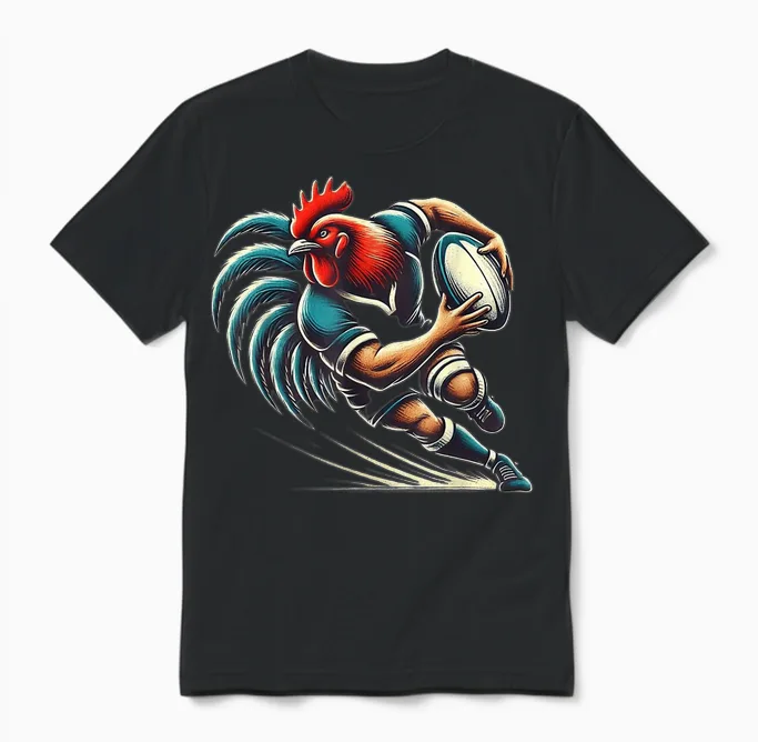 Rugby Hens Rooster Rugby Player Rugbyman Humour Rugby Unisex T-Shirt in Black