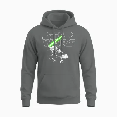 Star Wars Yoda Lightsaber Logo Unisex Hoodie - Graphite Heather