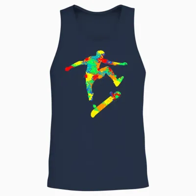 Skateboard Skater Stunt Skateboarding Boys Kids Men Unisex Tank Top - Navy