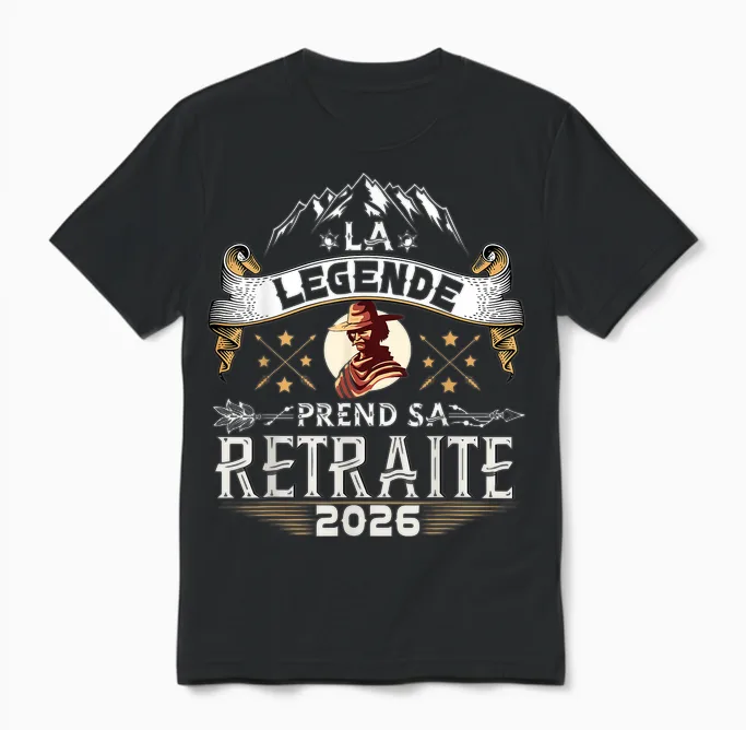 La Légende Prend Sa Retraite 2026 Homme Humour Humoristique Unisex T-Shirt in Black