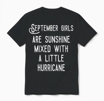 September Girls Are Sunshine Mixed Unisex T-Shirt - Black