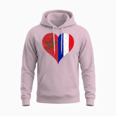 Drapeau France Maroc Fierté Fiers Fans Français Marocains T-Shirt Haut De Gamme Unisex Hoodie - Light Pink