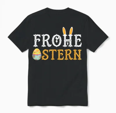 Frohe Ostern Mit Osterei Und Hasenohren Unisex T-Shirt - Black