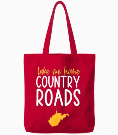 West Virginia Apparel | West Virginia Home | I Love Wv State Tote Bags - Red