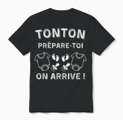 Tonton De Jumeaux - Original Gift Announcement Pregnancy Unisex T-Shirt - Black