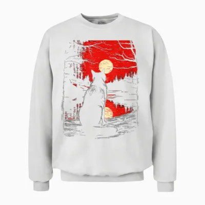 Graphic Illustration Cat T-Shirt, Black, S Unisex Sweatshirt - White