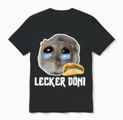 Lecker Döni Sad Hamster Meme Unisex T-Shirt - Black