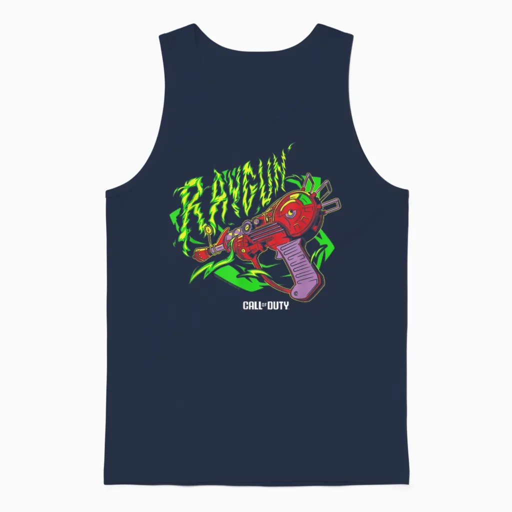Call of Duty Raygun Zombie Green Neon Big Chest Retro Logo T-Shirt, Black, S Unisex Tank Top in Navy