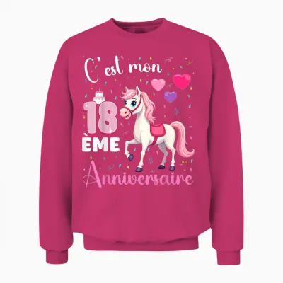 It's My 18th Birthday 18 Year Old Horse Riding Girl T-Shirt, Black, S Unisex Sweatshirt - Heliconia