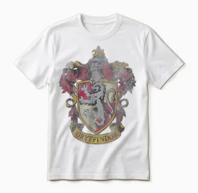 Harry Potter Distressed Gryffindor Crest T-Shirt, Gray, S Unisex T-Shirt - White