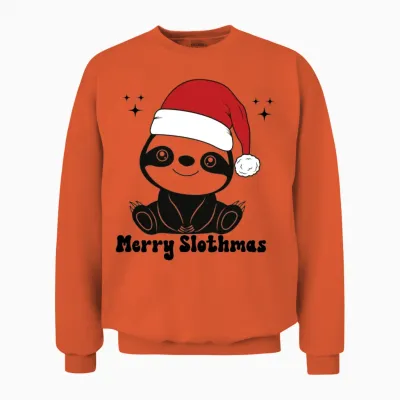 Sloth Christmas Shirt Merry Slothmas Christmas Unisex Sweatshirt - Orange