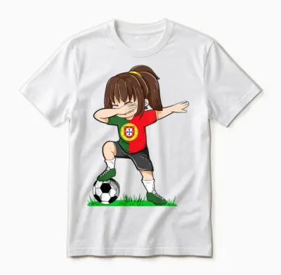 Fußball Portugal Trikot Shirt Portugiesische Flagge Fußball Mädchen Unisex T-Shirt - White