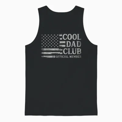 Cool Dad Club Grey Usa Flag Father's Day Vintage Papa Unisex Tank Top - Black