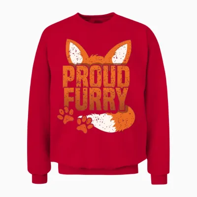 Proud Furry Tail Ear Furry Person Fox Cosplay Unisex Sweatshirt - Red