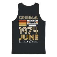 50th Birthday Vintage June 1974 Original 1974 Unisex Tank Top - Black – 1