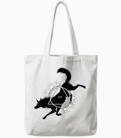 Therian Theta Delta Wolf Dog T-Shirt, Gray Tote Bags - White