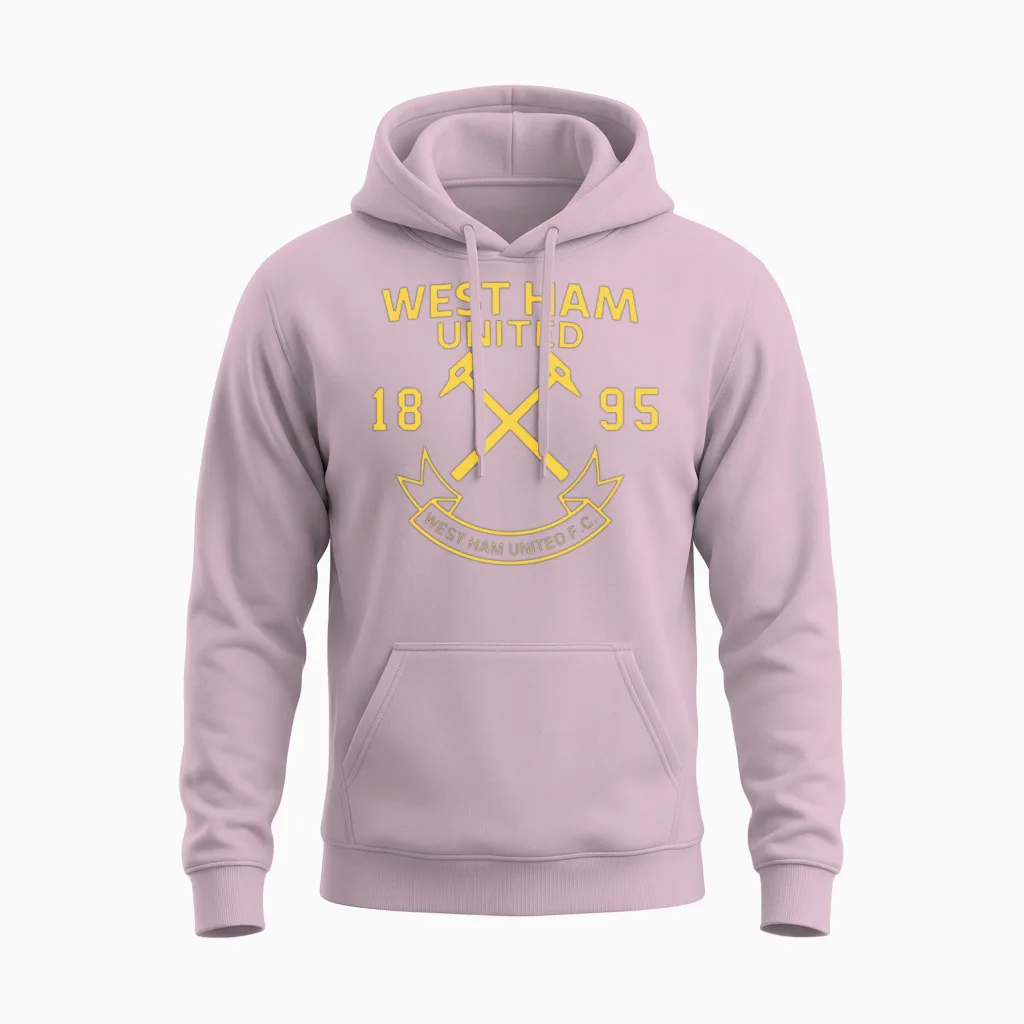 West Ham United Chest Crest Birthday Chirstmas Unisex Hoodie in Light Pink