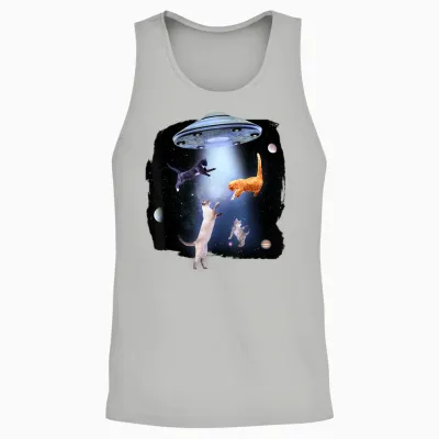 @n!mal Katze Lustig Katzenmotiv Katze T-Shirt Damen, Unisex-Erwachsene, Herren Schwarz S Standardlänge Klassische Passform Crew-Neck Kurzarm Tierdruck Casual Freizeit Katze Unisex Tank Top - Ash