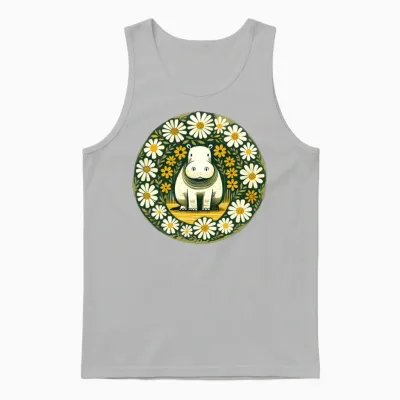 Retro Hippo Unisex Tank Top - Ash