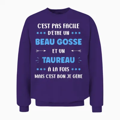 Zodiac Sign Humor Star Sign Man Taurus T-Shirt, Black, S Unisex Sweatshirt - Purple
