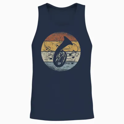 Tenor Hornist Orchestra Musician Notes Retro Tenor Horn T-Shirt, Black, S Unisex Tank Top - Navy