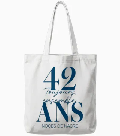 Idée Cadeau Couple 42 Ans De Mariage - Noces De Nacre Tote Bags - White