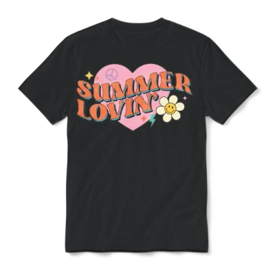 Retro Summer Sublimation Unisex T-Shirt - Black