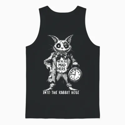 Scary Cheshire Cat in Wonderland Horror Unisex Tank Top - Black