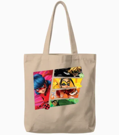 Miraculous Superheroes Tote Bags - Natural
