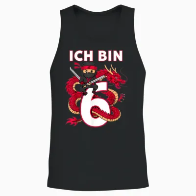 Cool Ninja Birthday for Boys with Dragon 6 Years Unisex Tank Top - Black