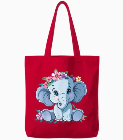 Niedlicher Elefant Mit Blumen I Kinder Elefant Tote Bags - Red